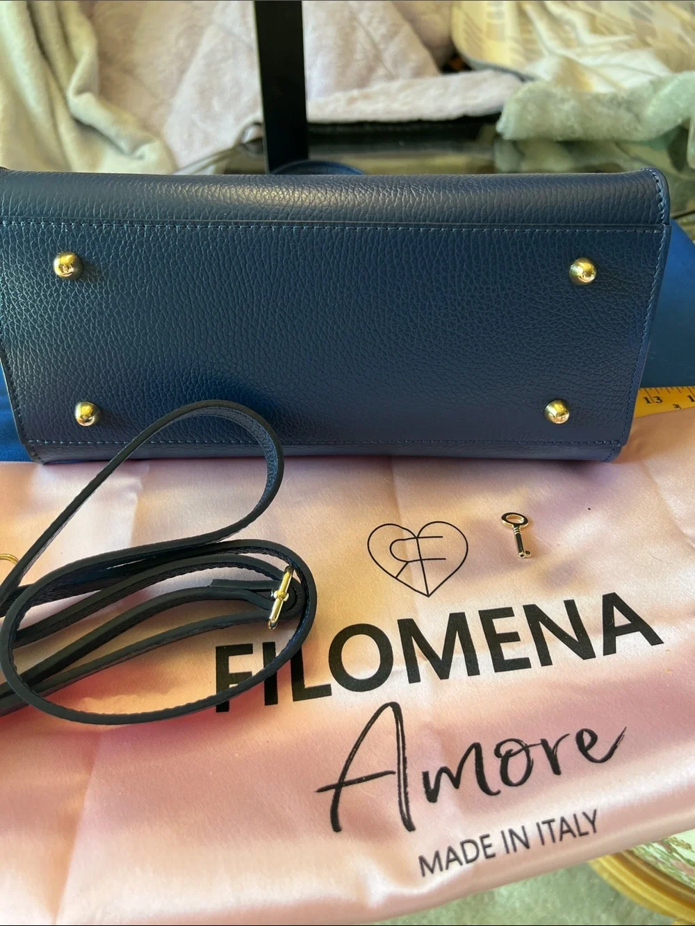 Filomena navy leather